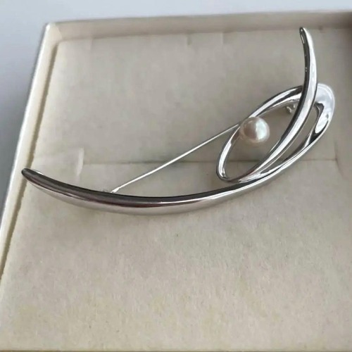 パール SILVER 刻印 ブローチ