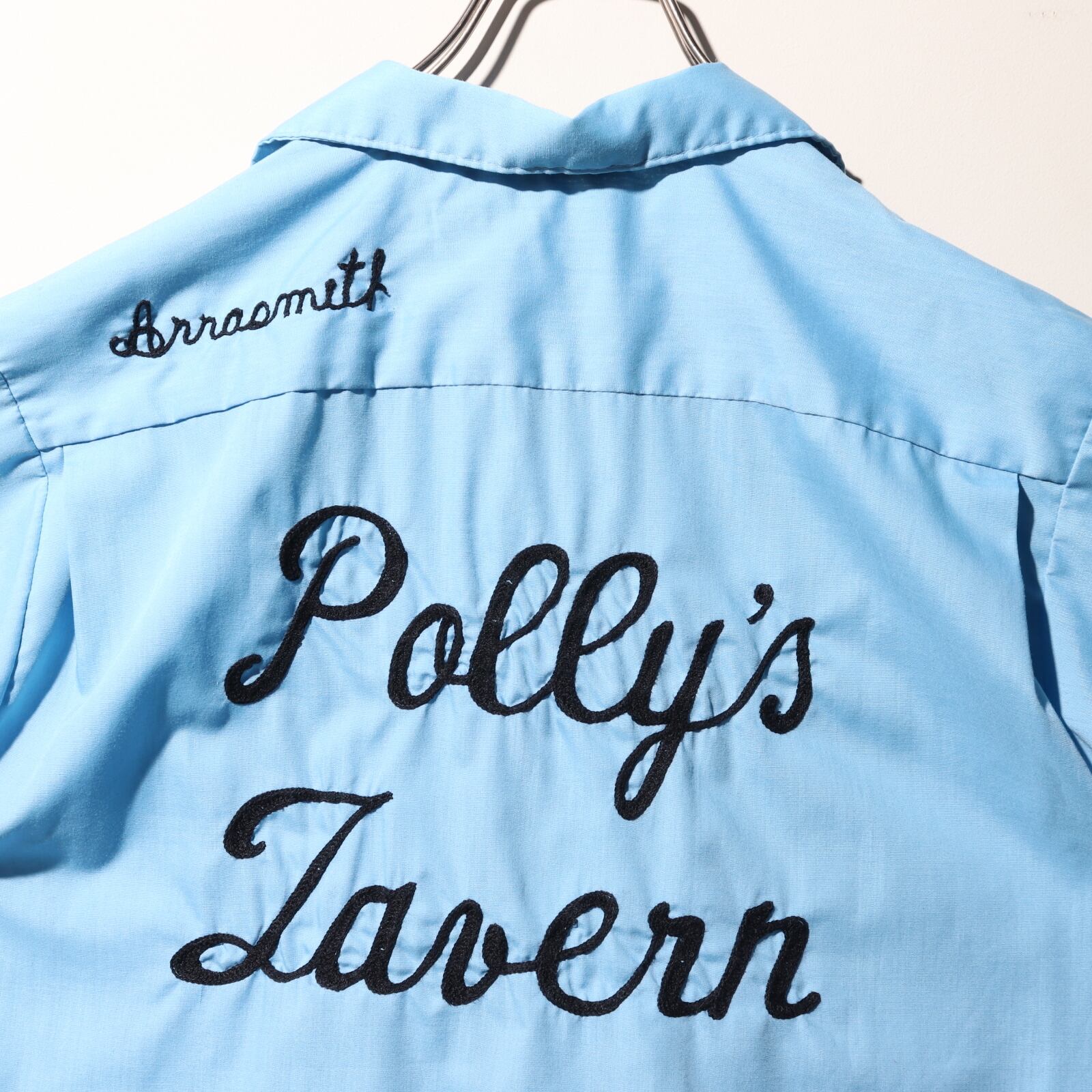 美品 M 70s チェーンステッチ ボウリングシャツ Nat Nast 水色 青  