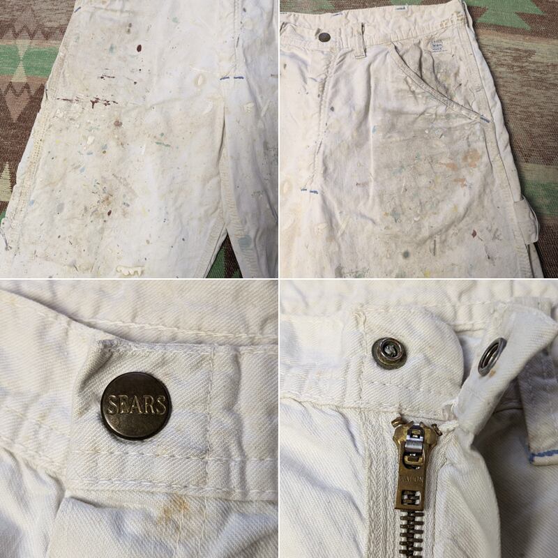60s Sears White Twill Work Pants (W32) Paint Splatter 60s Sears White Twill Work Pants (W32) Paint Splatter