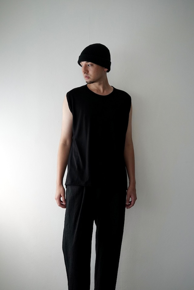 Super120s Washable Wool Jersey / Oversized Tank Top Ⅱ（BLACK）