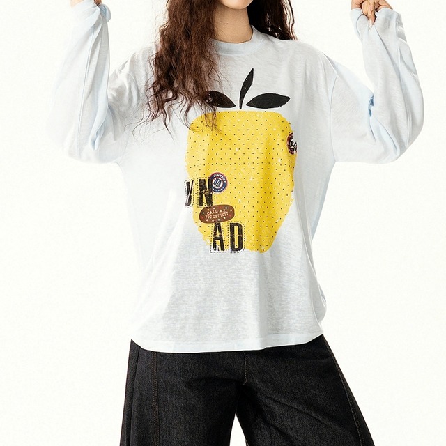 フルーツモチーフリラックスロングスリーブTシャツ 2col R02587