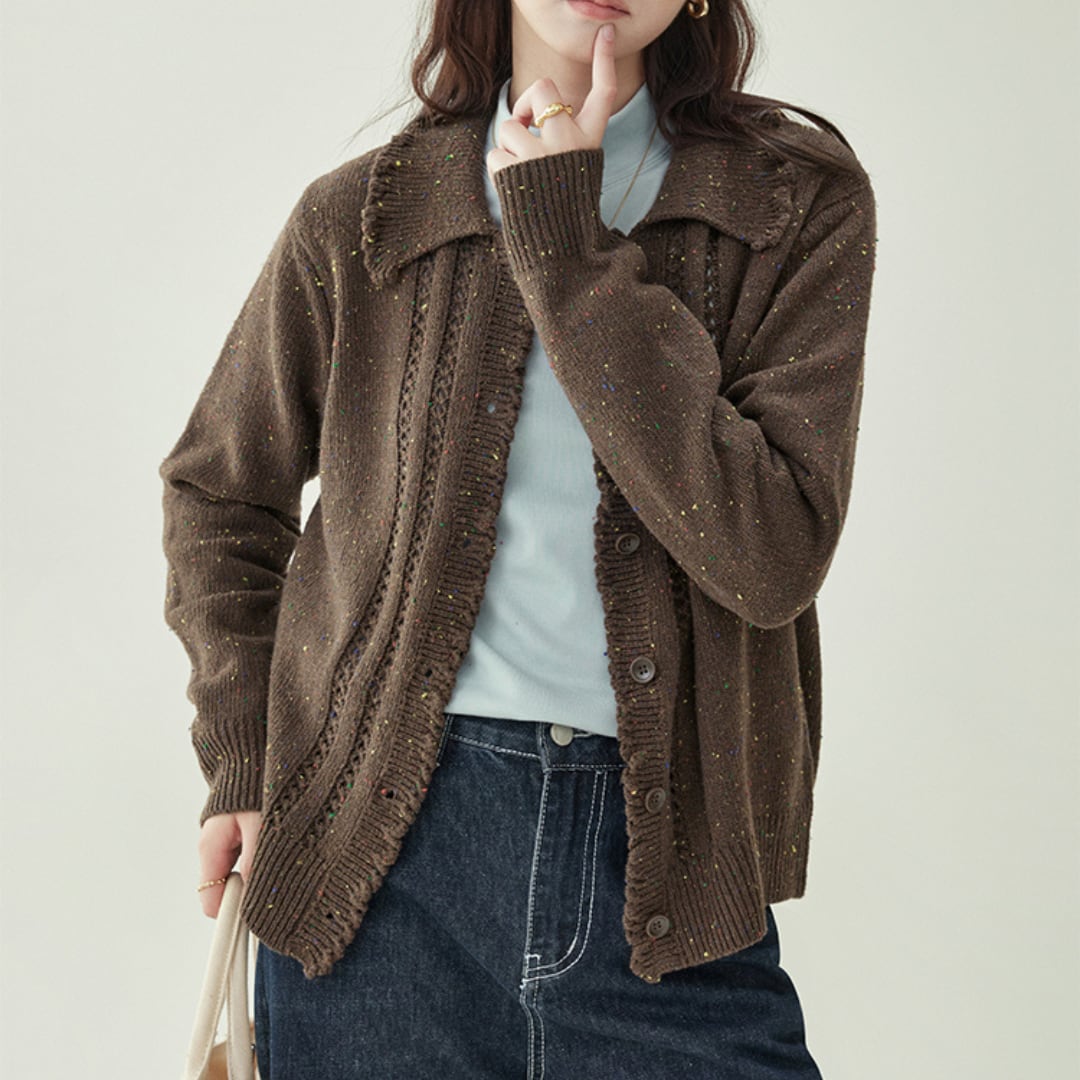 nep yarn button cardigan