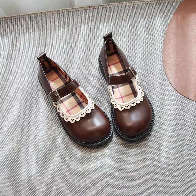 レトロフレンチメリージェーンフラットシューズ W1296