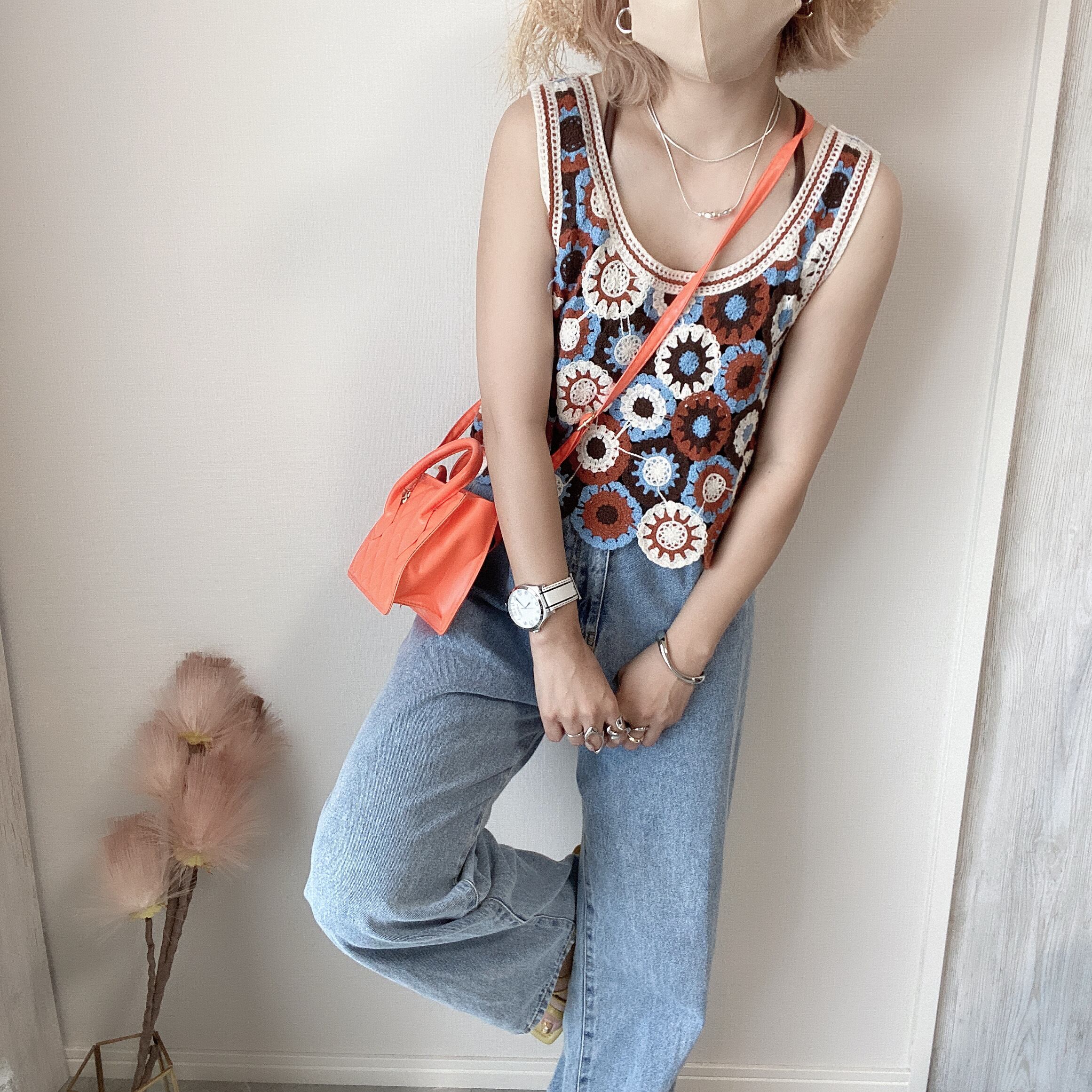 bohemian crochet bustier【Brown】