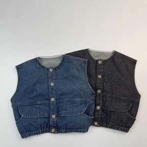 【BABY&KID】春新作ヴァンテージポケット付きデニムベスト