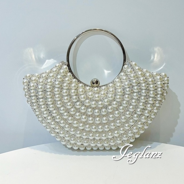 2色 パーティ バック メタル 持ち手 パール デザイン 2way （MB184）ν