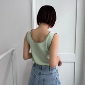 バイカラー2wayニットtank/ミントグリーン