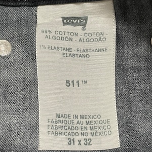 【LEVI'S】メキシコ製 511 ブラックジーンズ デニム ジーパン スリム ストレート スキニー 細身 美脚 足長効果 ジッパーフライ ストレッチ W31 L32 リーバイス US古着