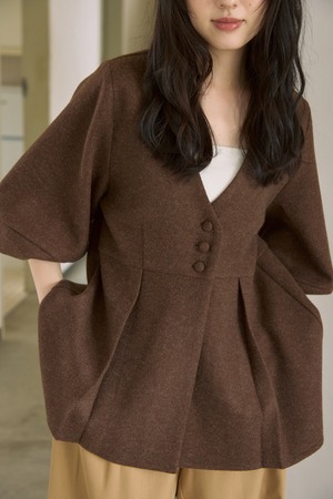 AM670916 melton peplum button tops　