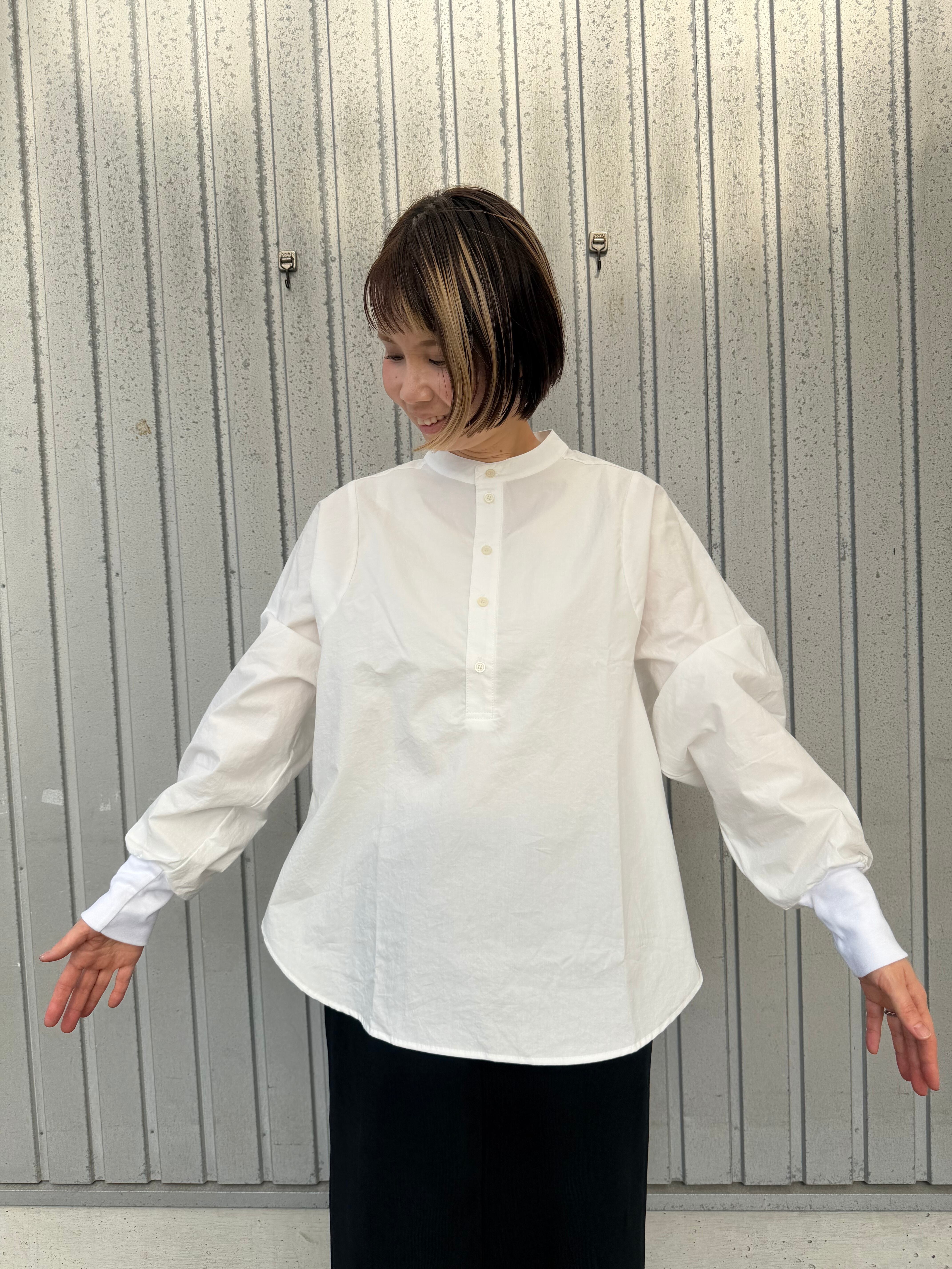 天日干し風ビンテージタイプライター ヘンリーネックシャツ/NARU