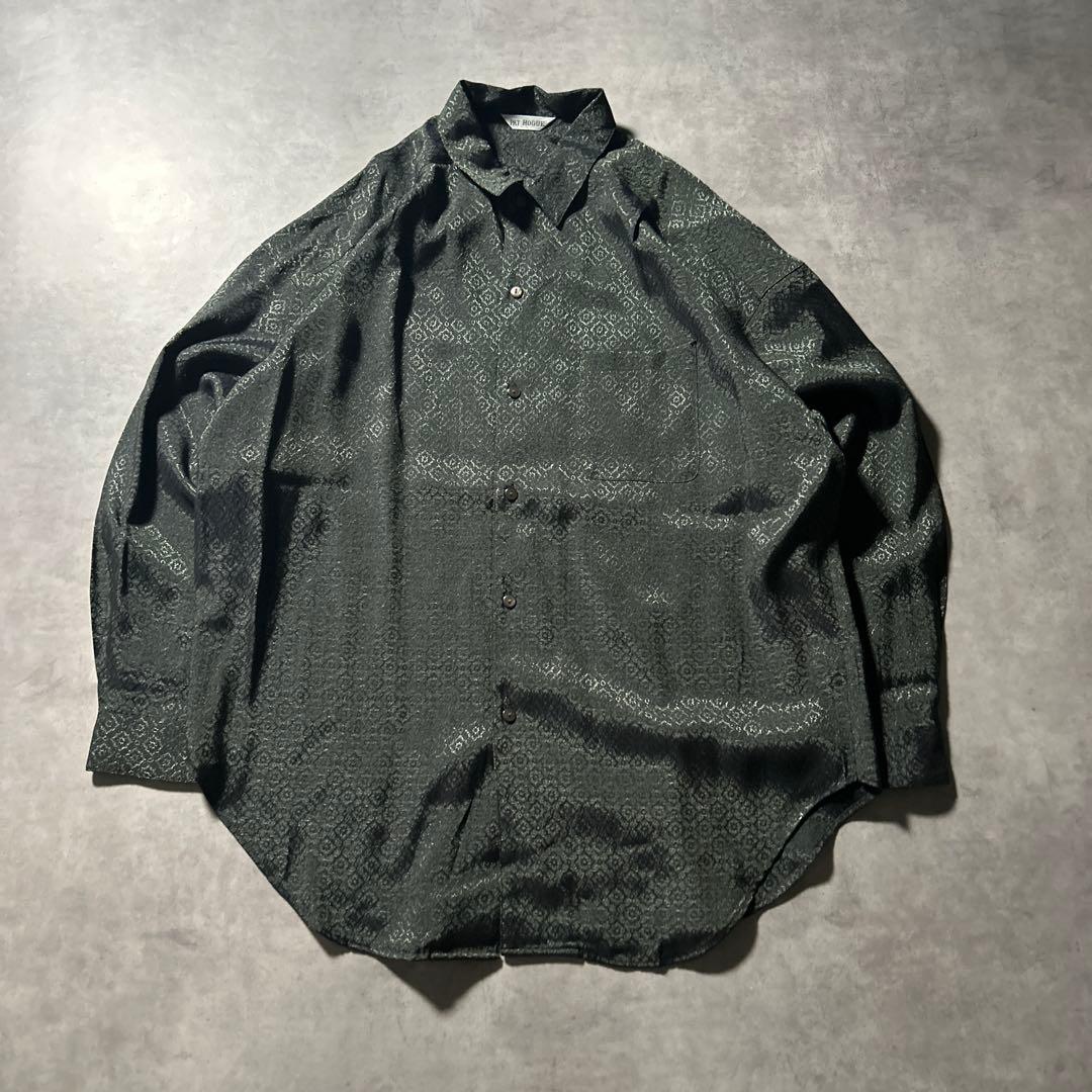 ヴィンテージ グリーン モード 幾何学模様 和柄 レトロ デザイン シャツ