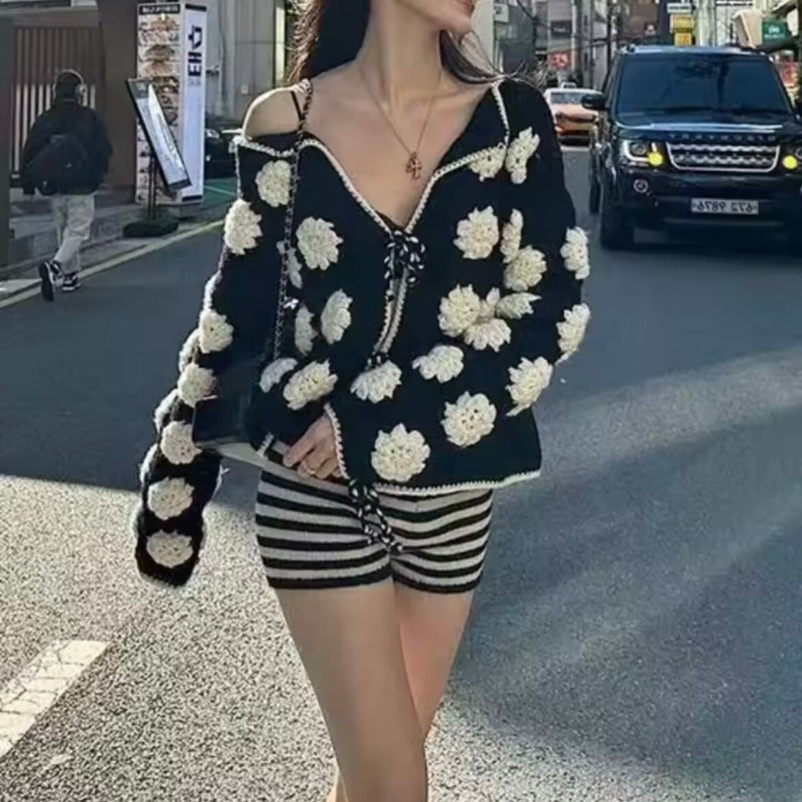 vintage flower knit cardigan