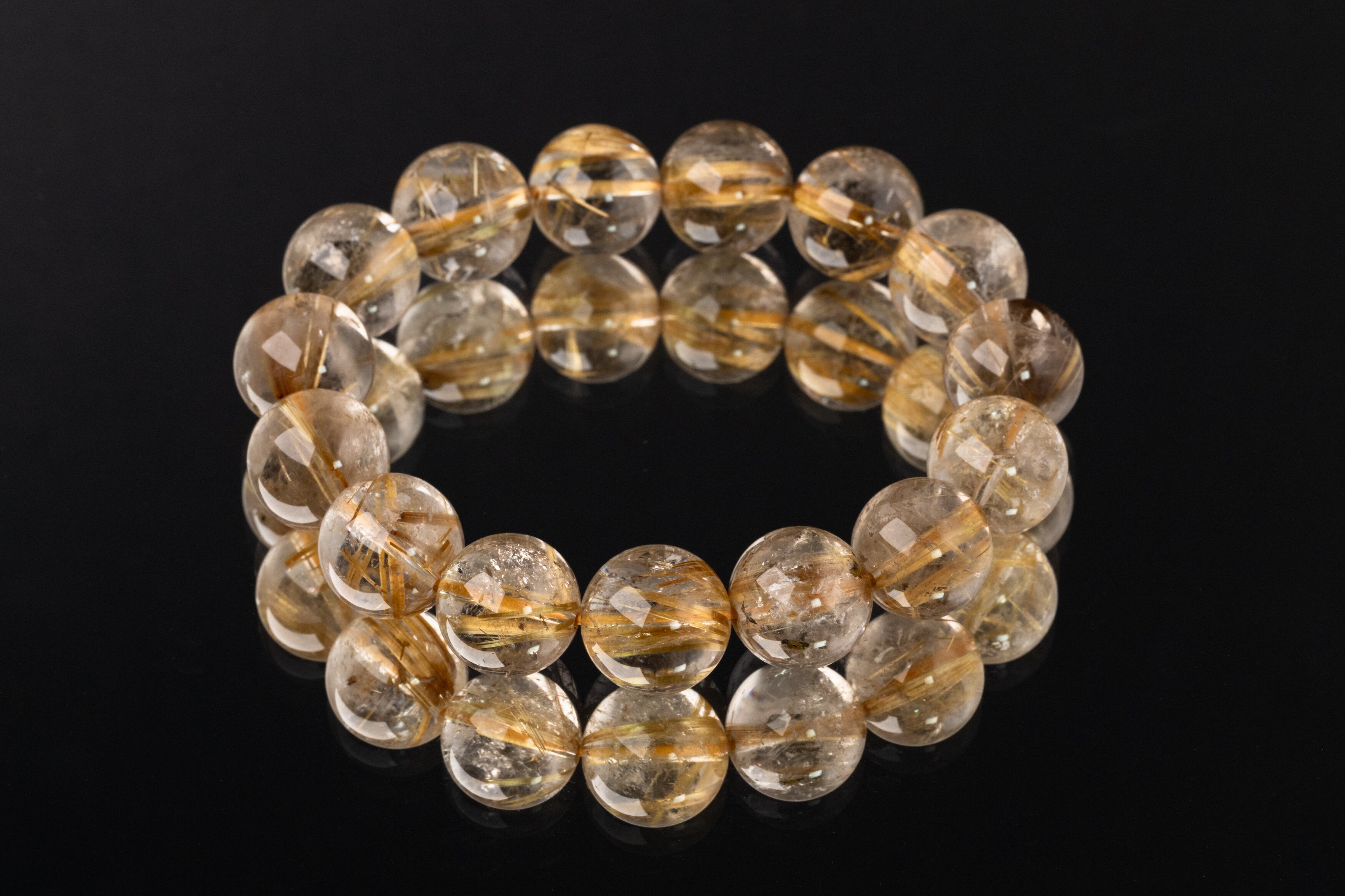 ◇一点物◇ ゴールドタイチンルチルクォーツ ブレスレット 14mm