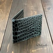 クロコダイル × ルガトショルダー 目地染め マネークリップ グリーン