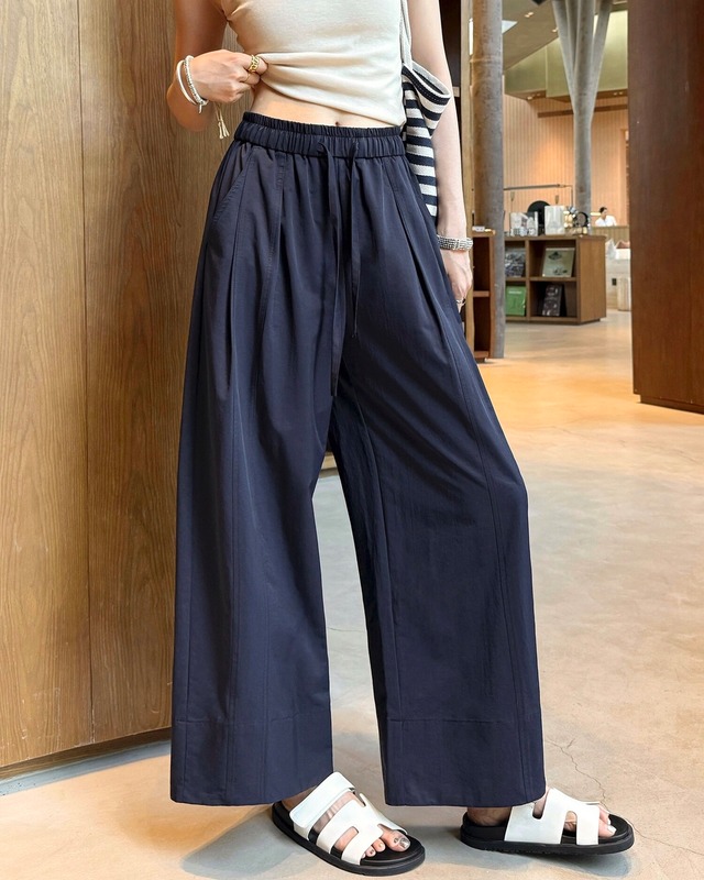ドローストリングウエストワイドパンツ 2color A1029