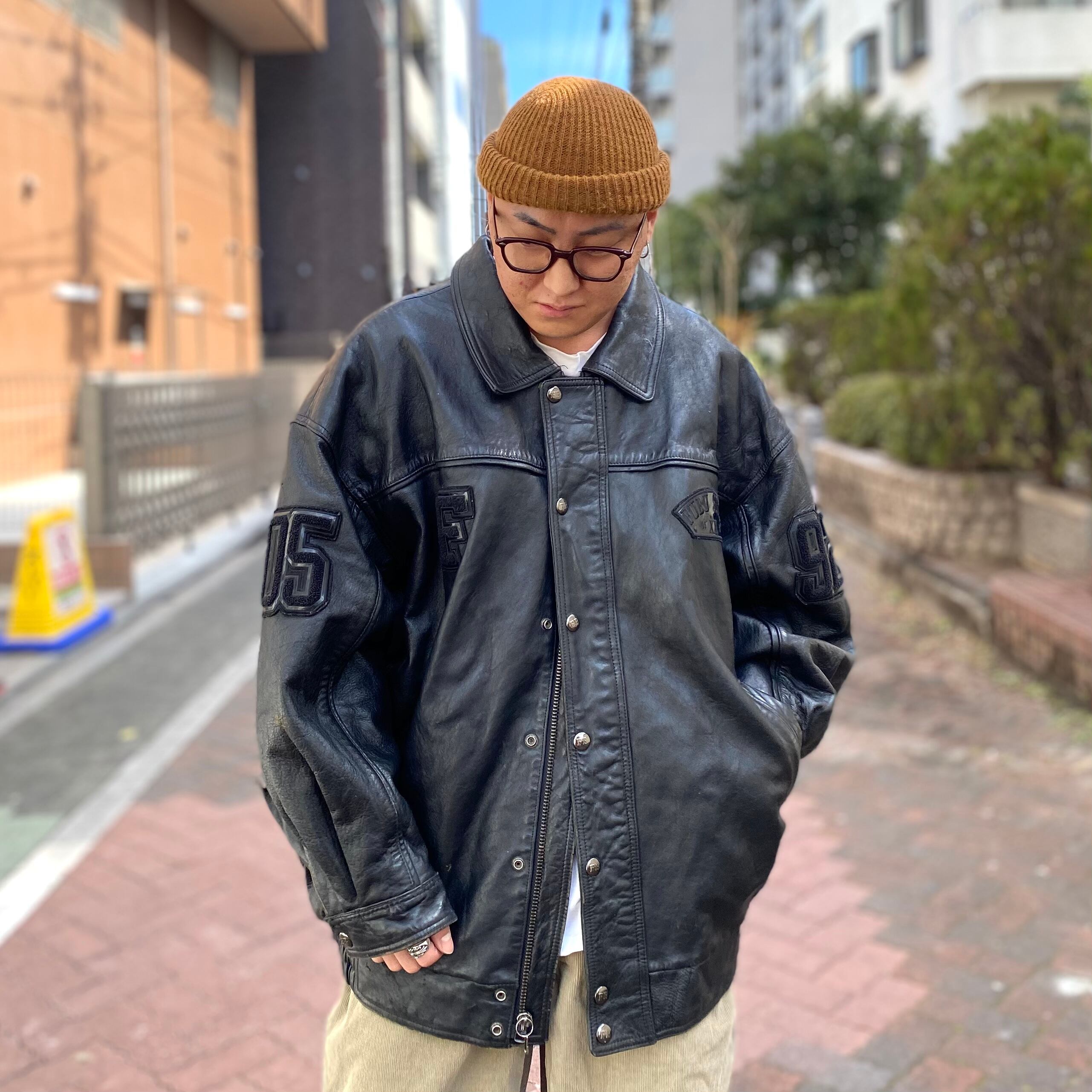 size : XXXXL 【 FUBU 】レザージャケット 黒 古着 古着屋 高円寺