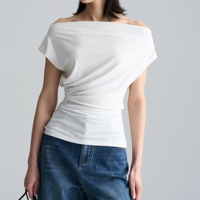 オフショルダーウエストシェイプカットソー　　1123