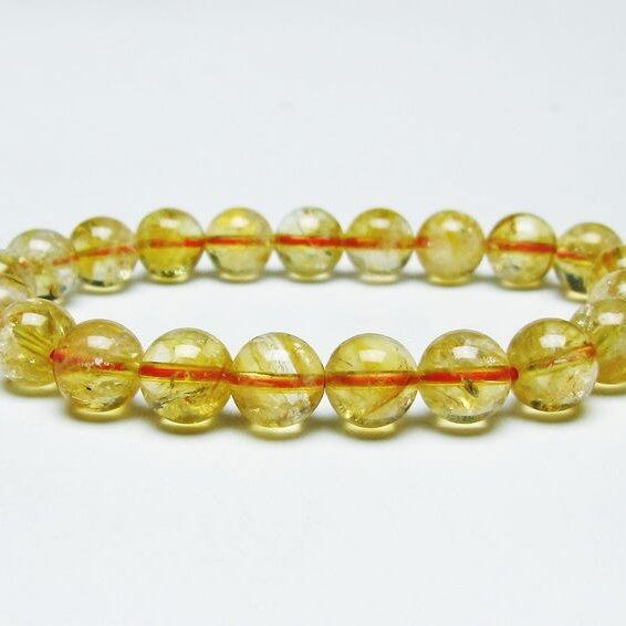 シトリンクォーツ ブレスレット 虹入り 9mm シトリン ブレス 一点物 メール便可 [M便 1/10] 111-46089