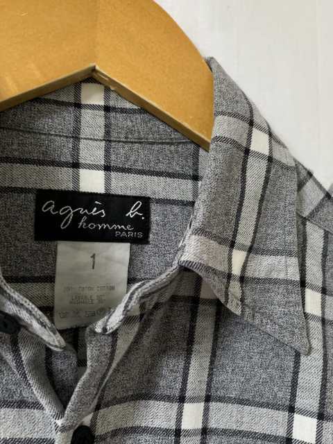 1990's Monotone Check Pattern Design Long Sleeve Shirt "agnès b."