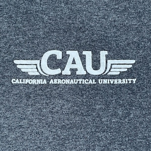 【JERZEES】CAU カレッジ系 カレッジロゴ カリフォルニア・エアロノーティカル大学 california aeronautical university ワンポイントロゴ ハーフジップ スウェット プルオーバー M US古着