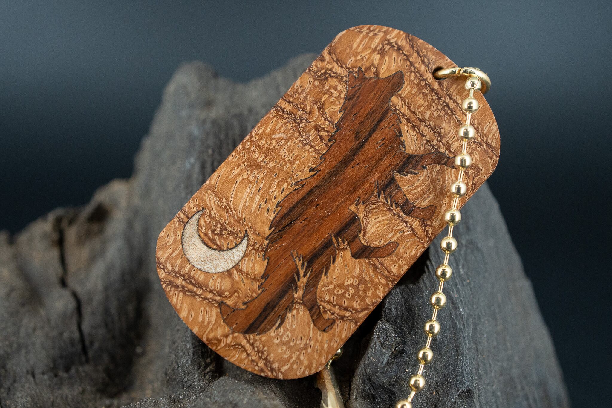 【杢の芸術】 アフゼリア キシレイ ドッグタグ 象嵌 闊歩