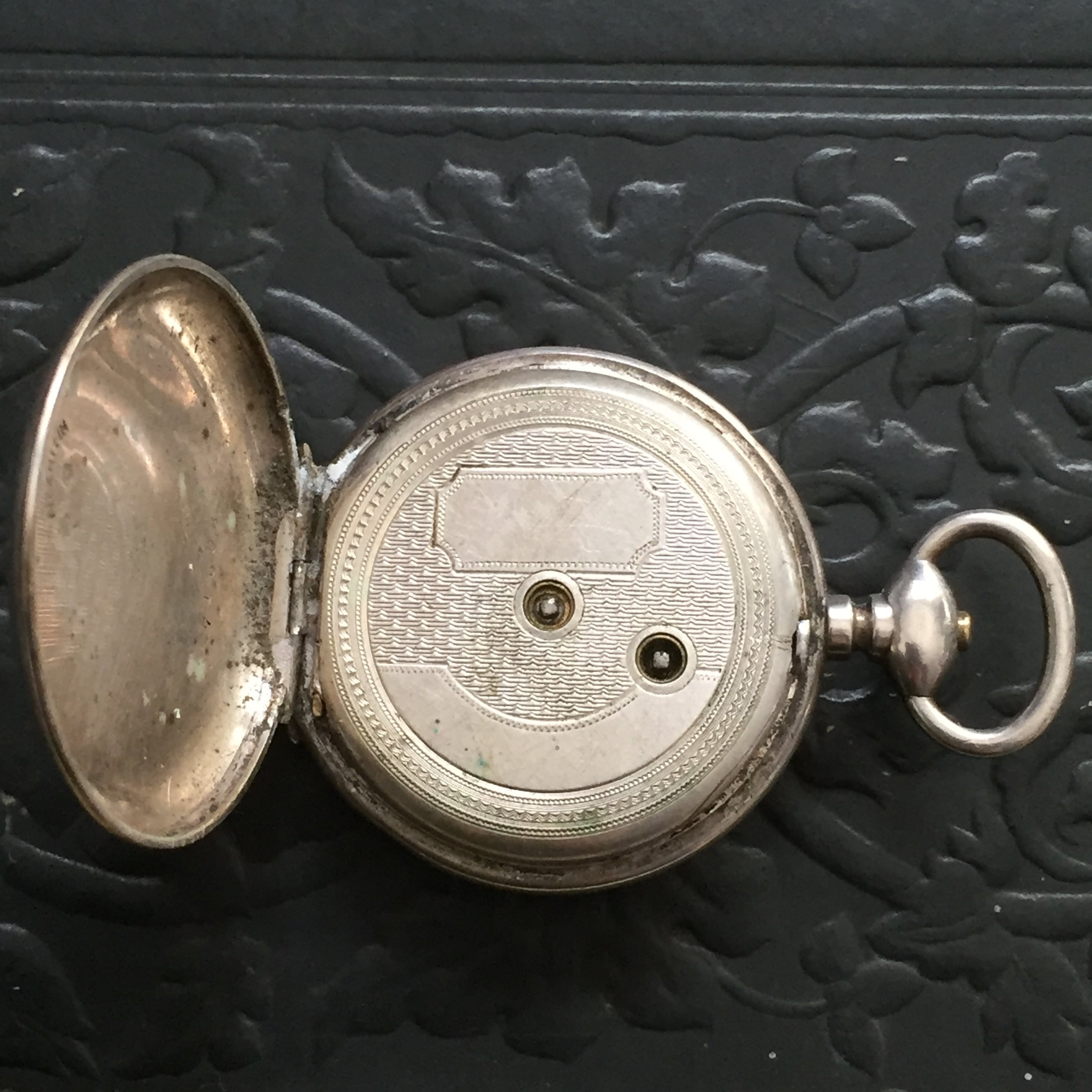 French Antique Watch Chatelaine with Silver Case Cylindre Pocket