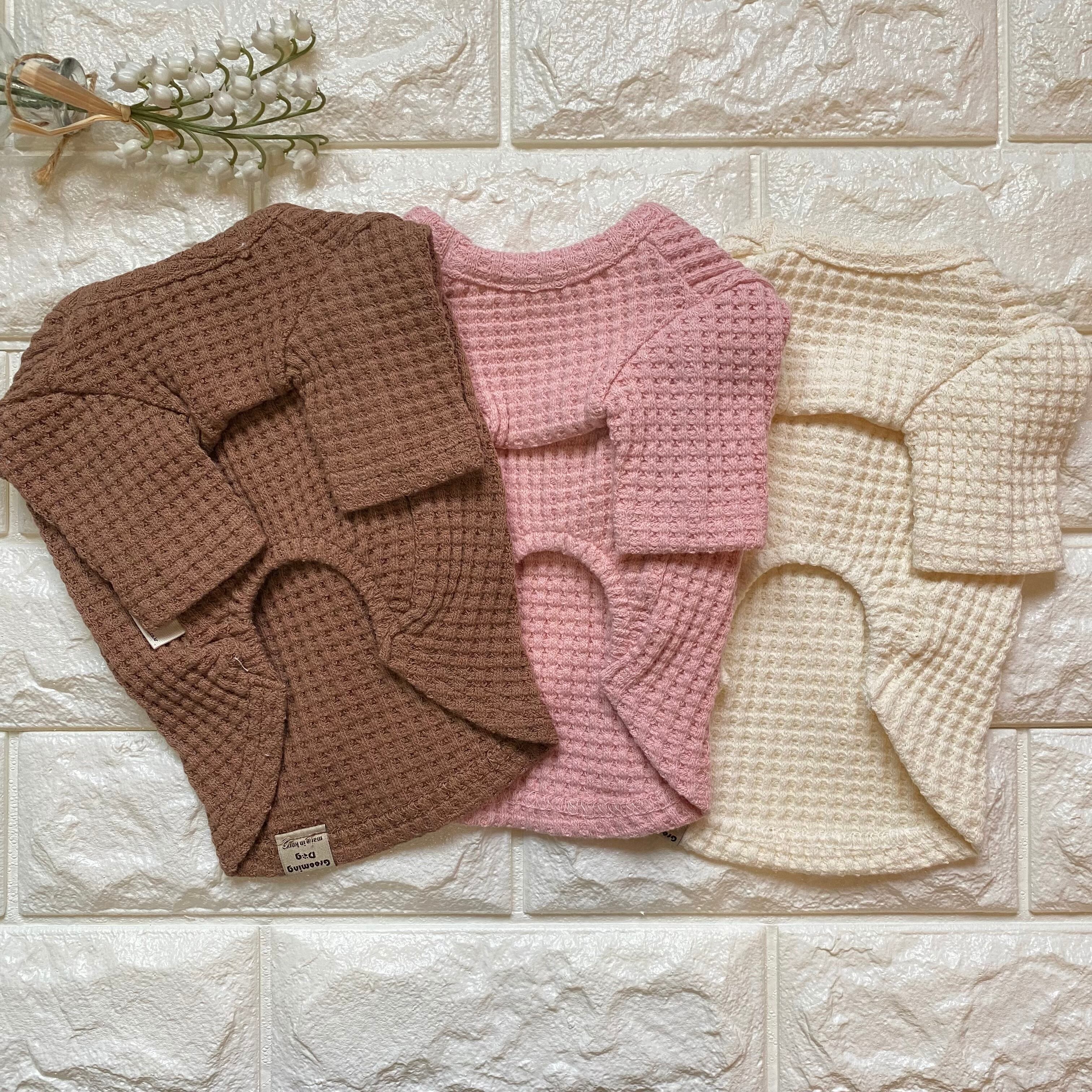 big button t-shirt  S ~ XL 3color  /  犬服 秋冬 新作 シンプル ニット ドッグウェア ストレッチ 長袖 トップス b22