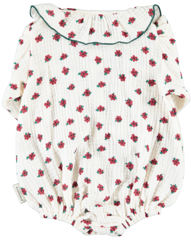 【piupiuchick】Baby Long Sleeve Romper with Little Flowers / Ecru
