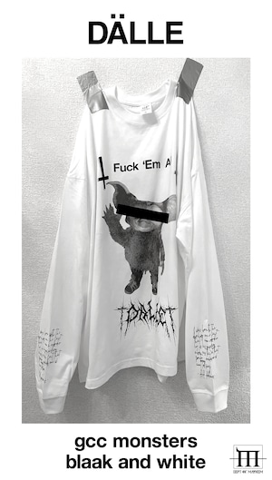 DÄLLE  "gcc monsters blaak and white"  oversized long sleeve tee