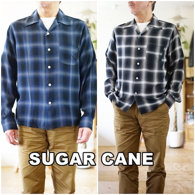 SUGARCANE　 シュガーケーン　オンブレチェック 長袖シャツ　29120　東洋エンタープライズ　オープンカラーシャツ