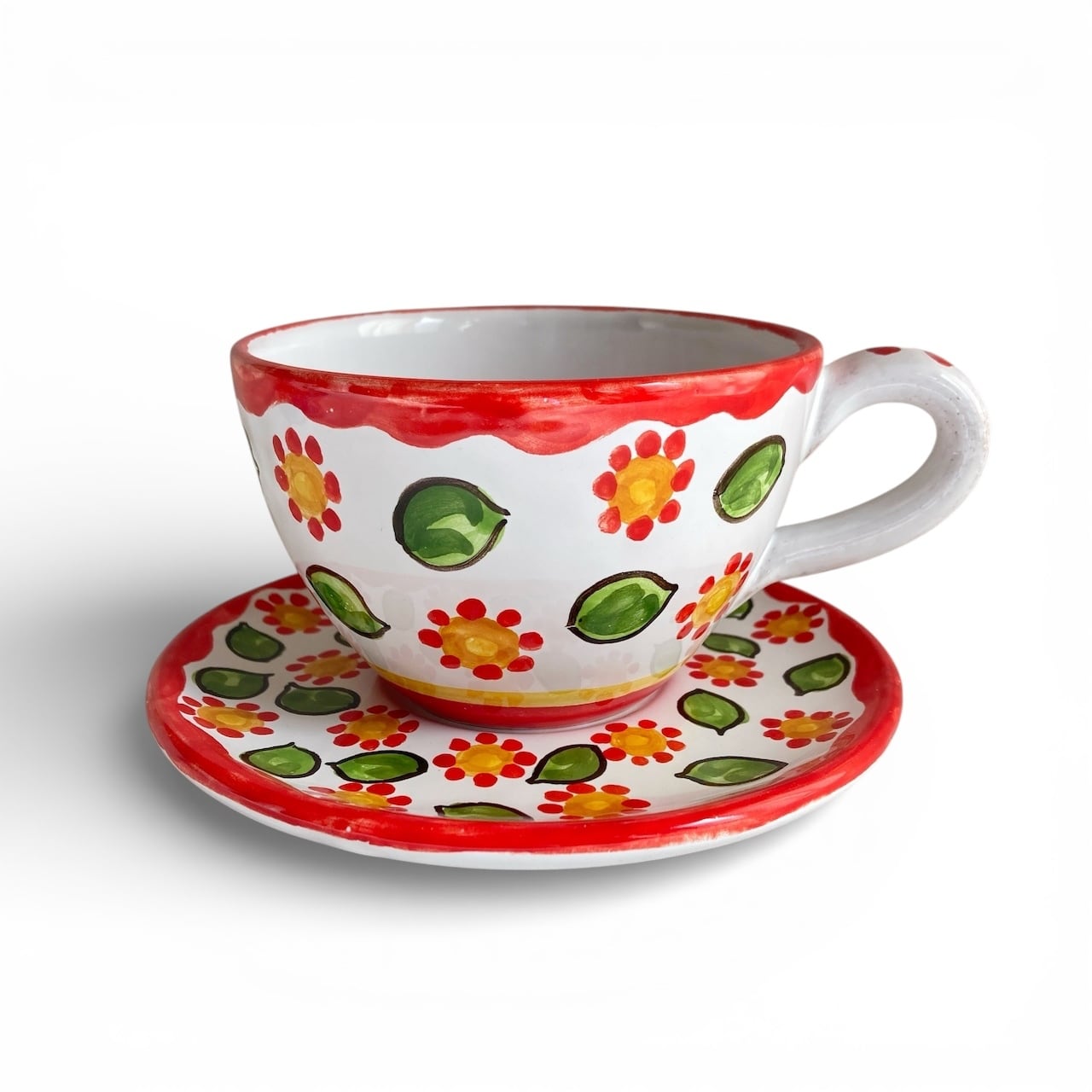 カップ＆ソーサー TAZ028 マヨリカ焼き イタリア陶器 ティーカップ