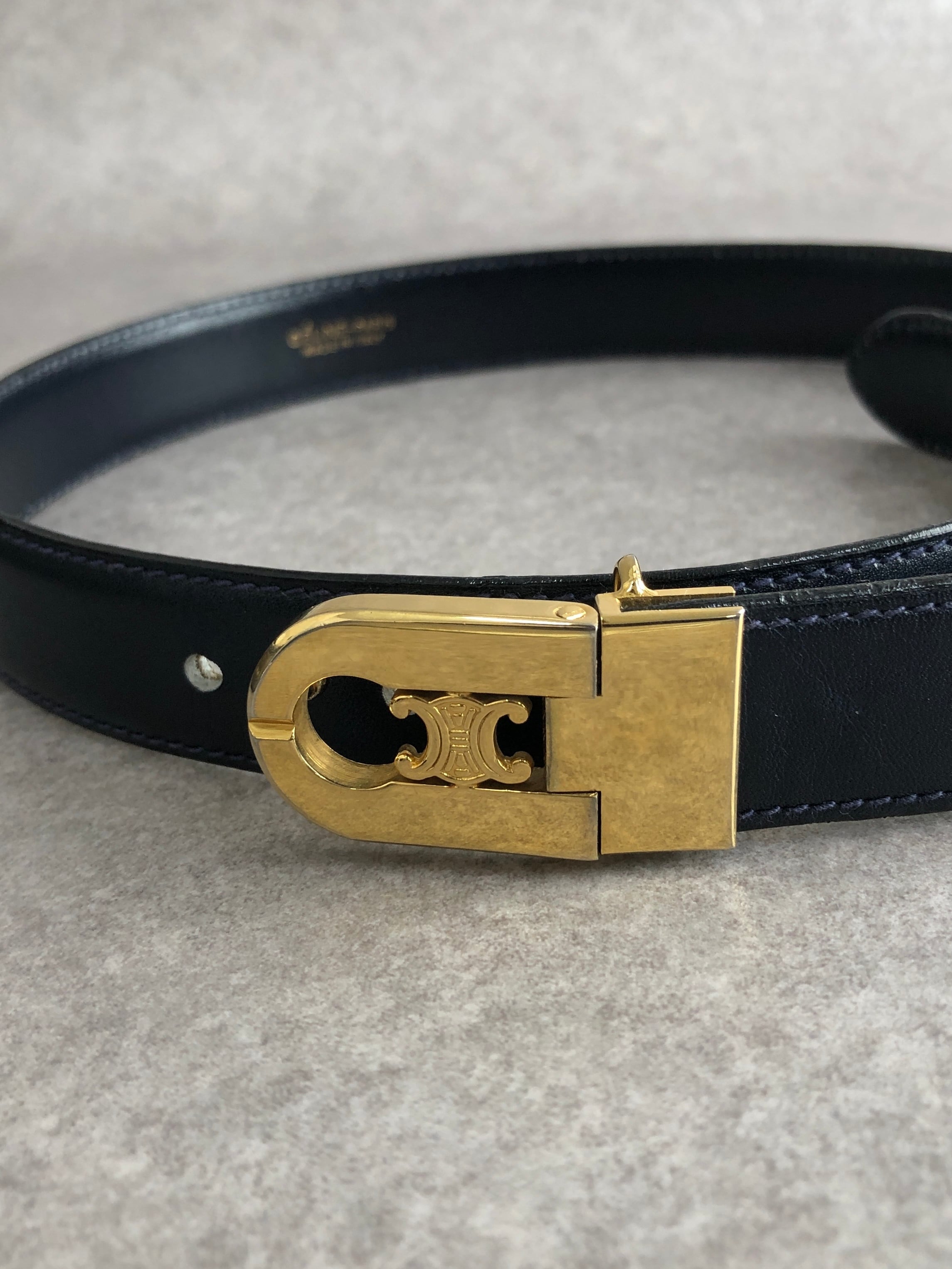 CELINE セリーヌ ベルト ブラック トリオンフ レザー vintage