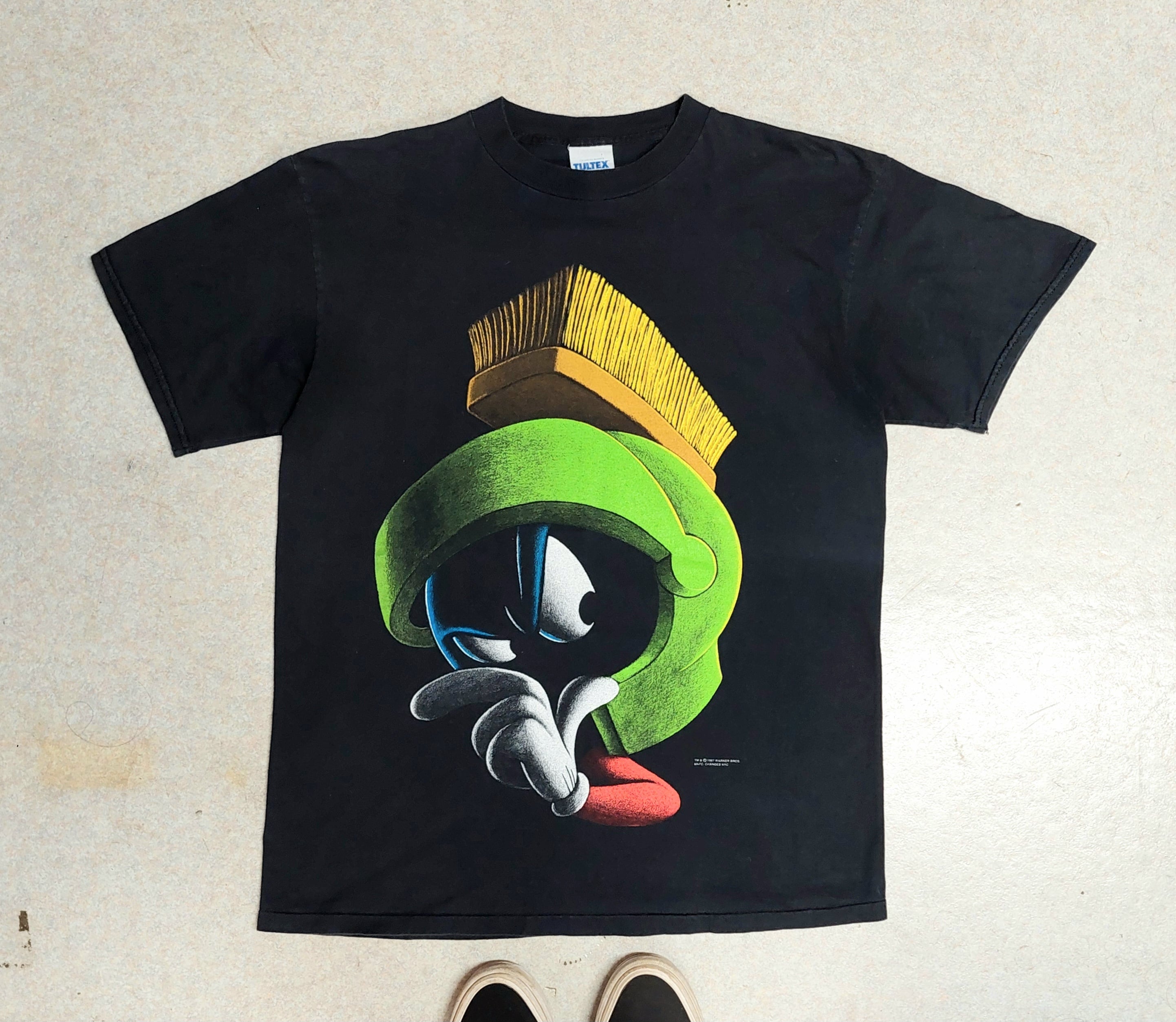 ルーニーテューンズ　マービン　シャドー　ブラックアウト　Tシャツ 90's LOONEY TUNES MARVIN THE MARTIAN BLACKOUT SHADOW Tシャツ L