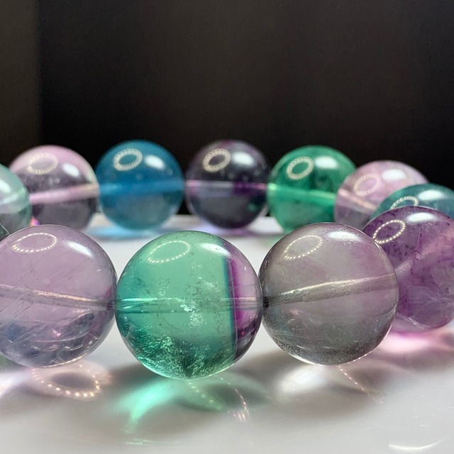 希少な大玉！前後約17.5~18mm 大玉フローライト ブレスレット