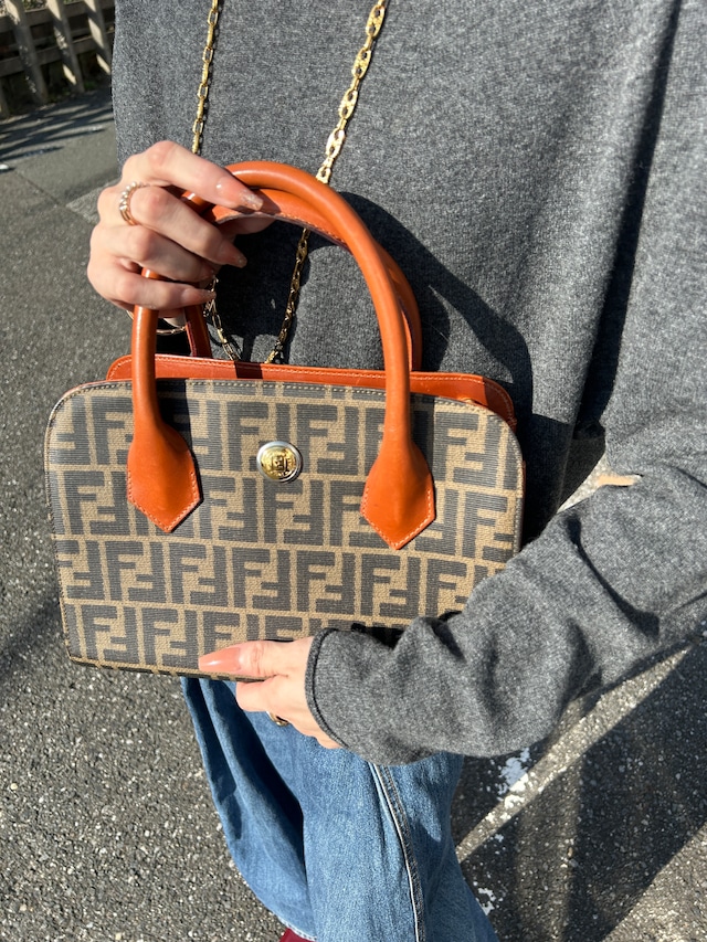 FENDI フェンディ ズッカ バックパック ブラウン ジャガード レザー リュック vintage ヴィンテージ オールド aszbe7