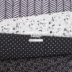 ブロックプリント生地【50cm単位】インド綿  ストライプ柄 白×黒 #76810-BK1【再入荷】