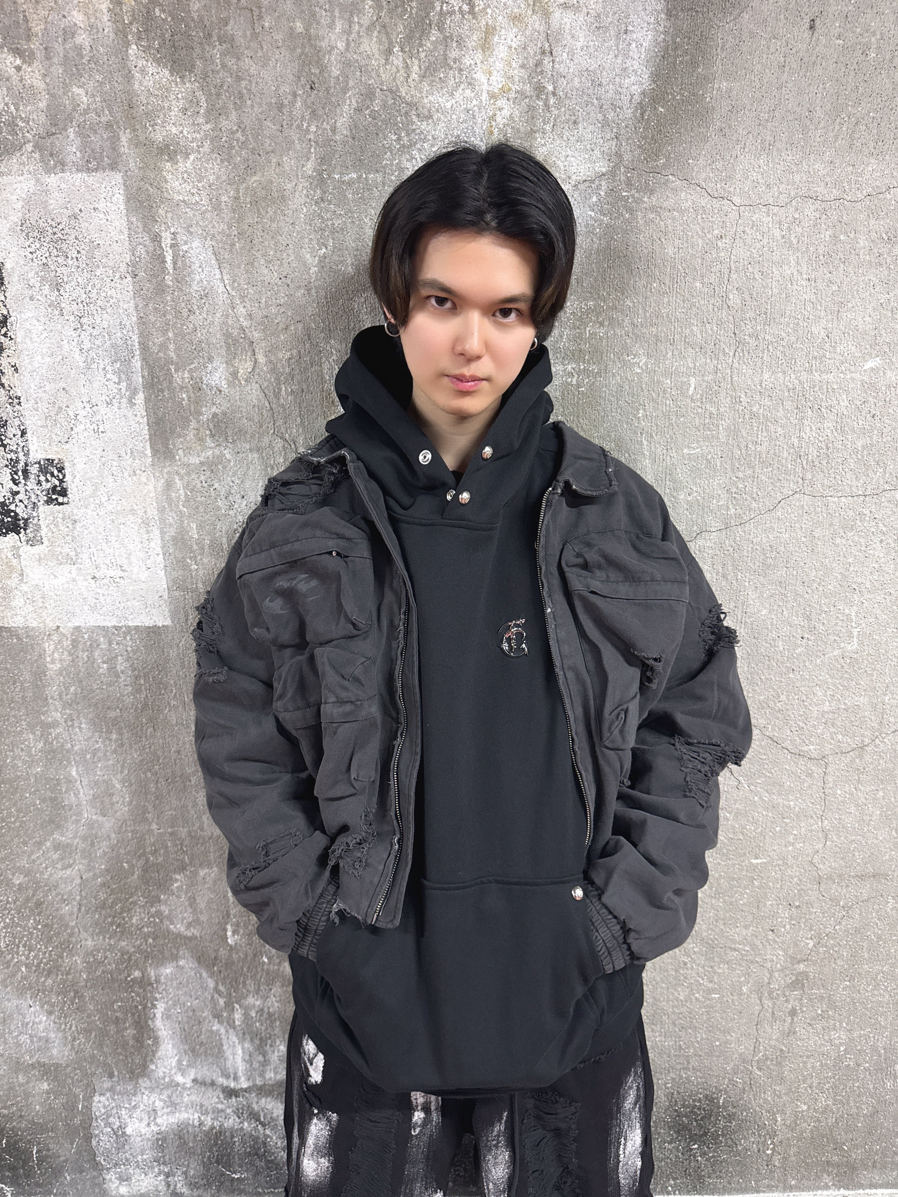 ミリタリークラッシュロゴジャケット | 韓国系ユニセックスTHICC