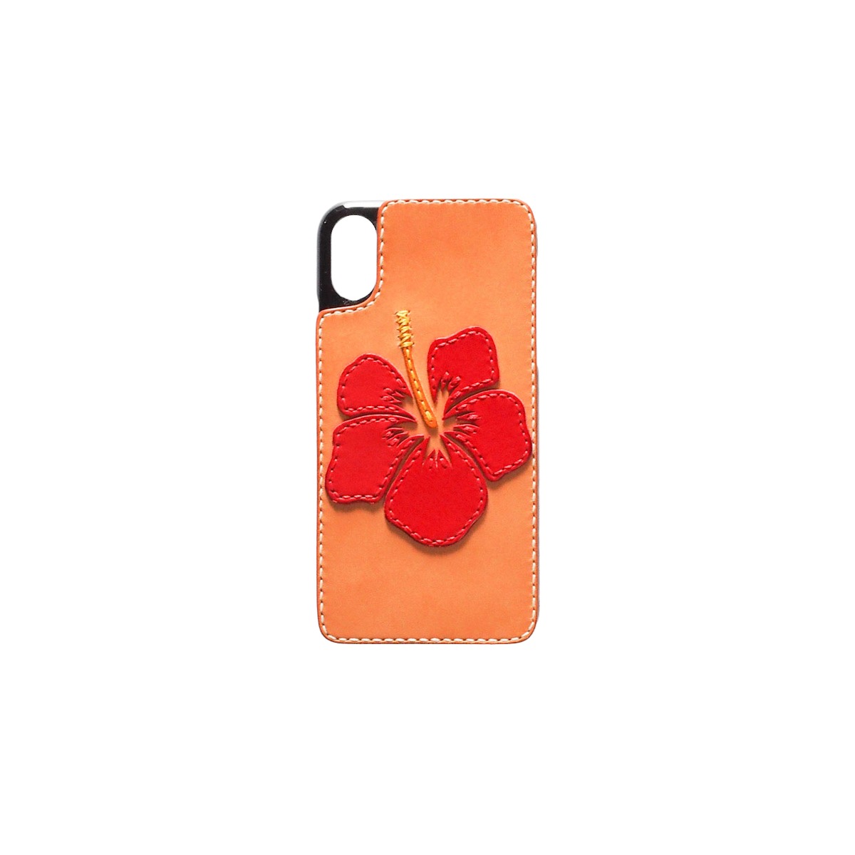 ハイビスカス スマホケース iPhone XS / X ケース | サンキングレザー