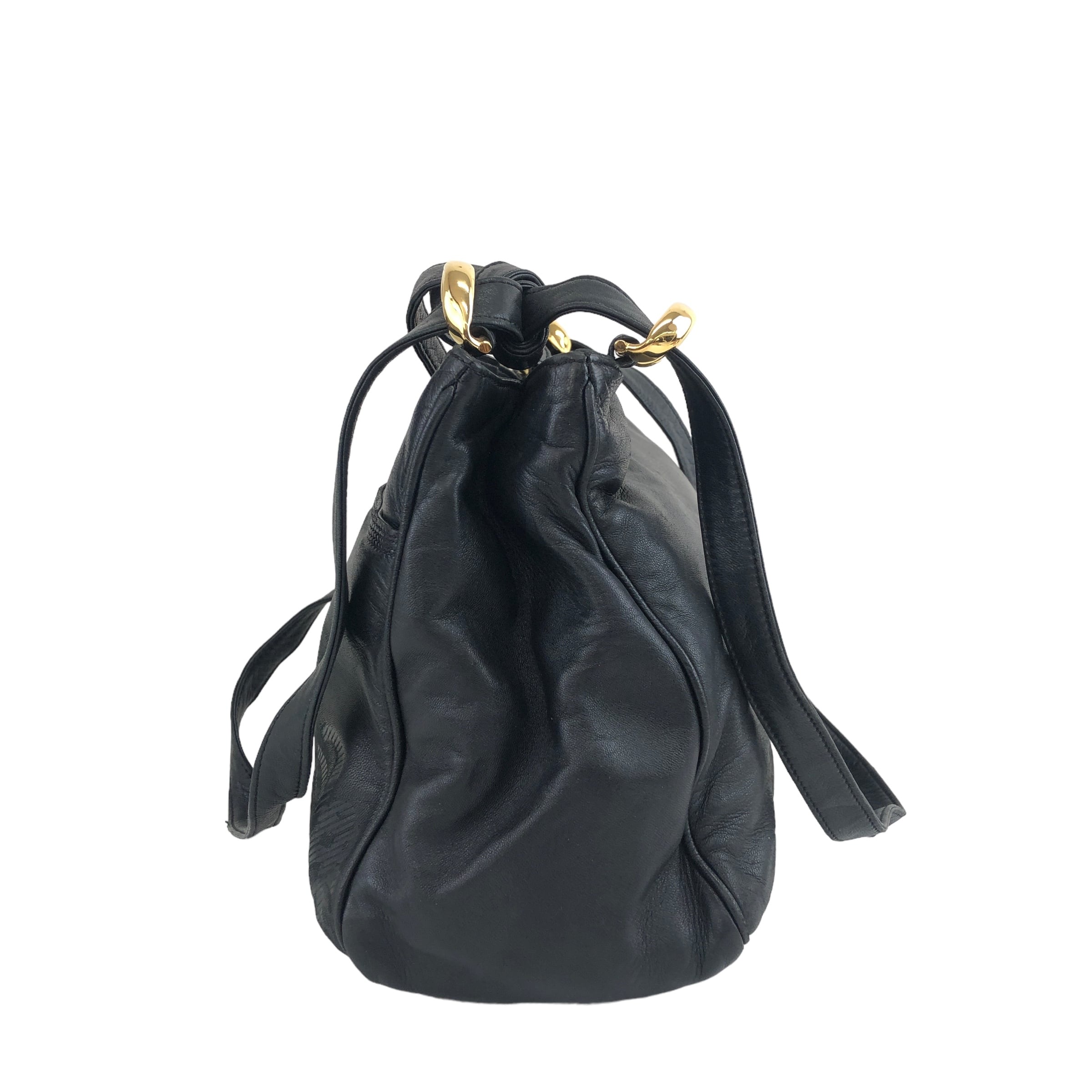 LOEWE ロエベ アナグラム レザー ショルダーバッグ ブラック LOEWE ロエベ アナグラム レザー ショルダーバッグ ブラック