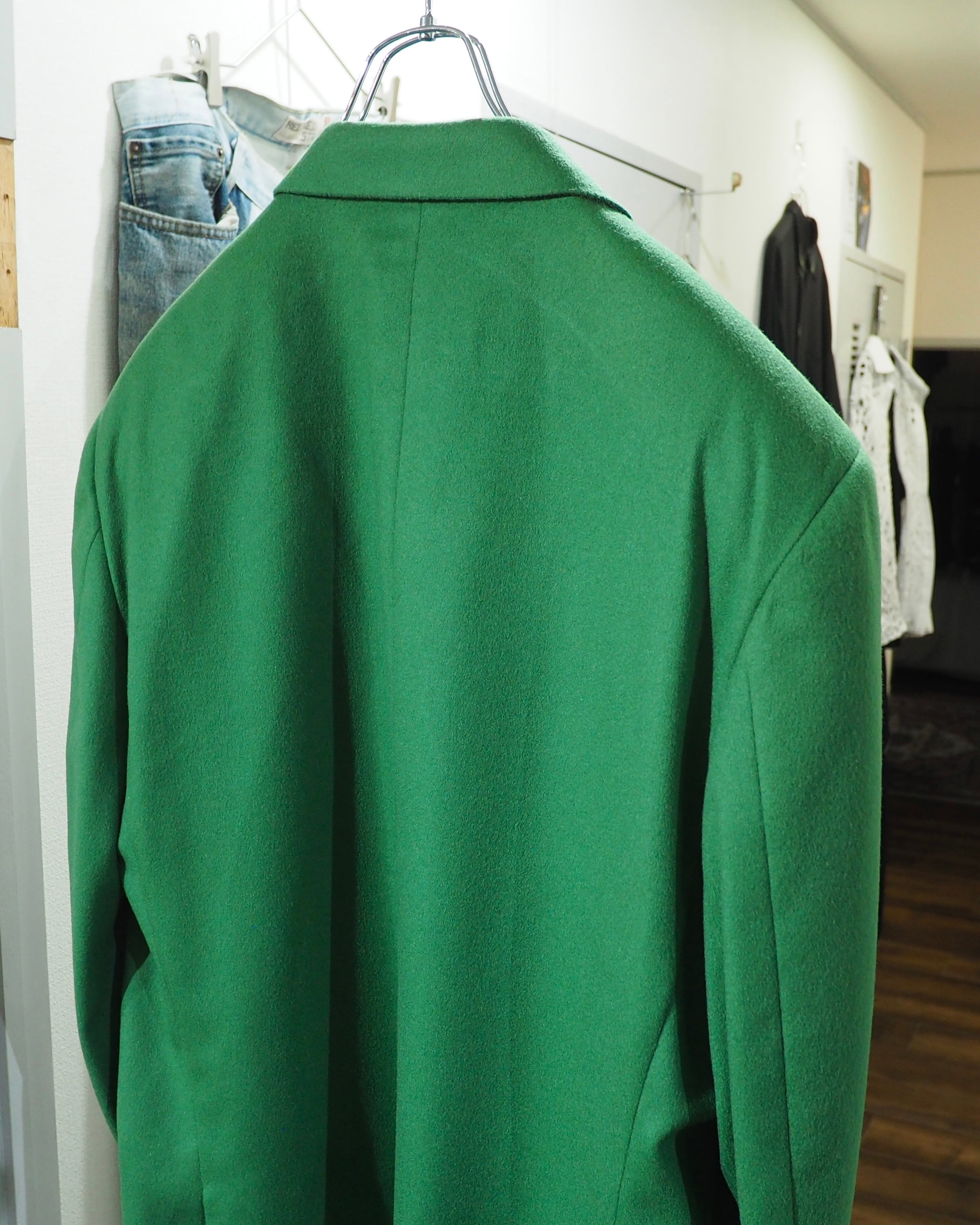 " Made in Italy - STUDIO FERRE " Beautiful Light Green Color Vintage Cashmere Mix Tailored Jacket
