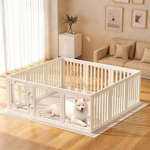 ペットサークル ペットフェンス 犬用 折りたたみ可能金属製ゲート付き