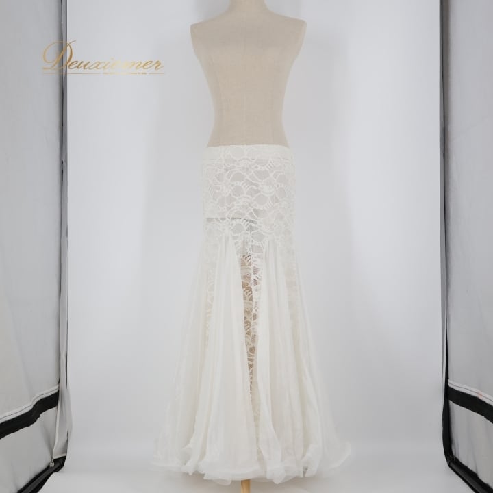 ベリーダンス オリエンタル 衣装 スカート ホワイト系 白 レース