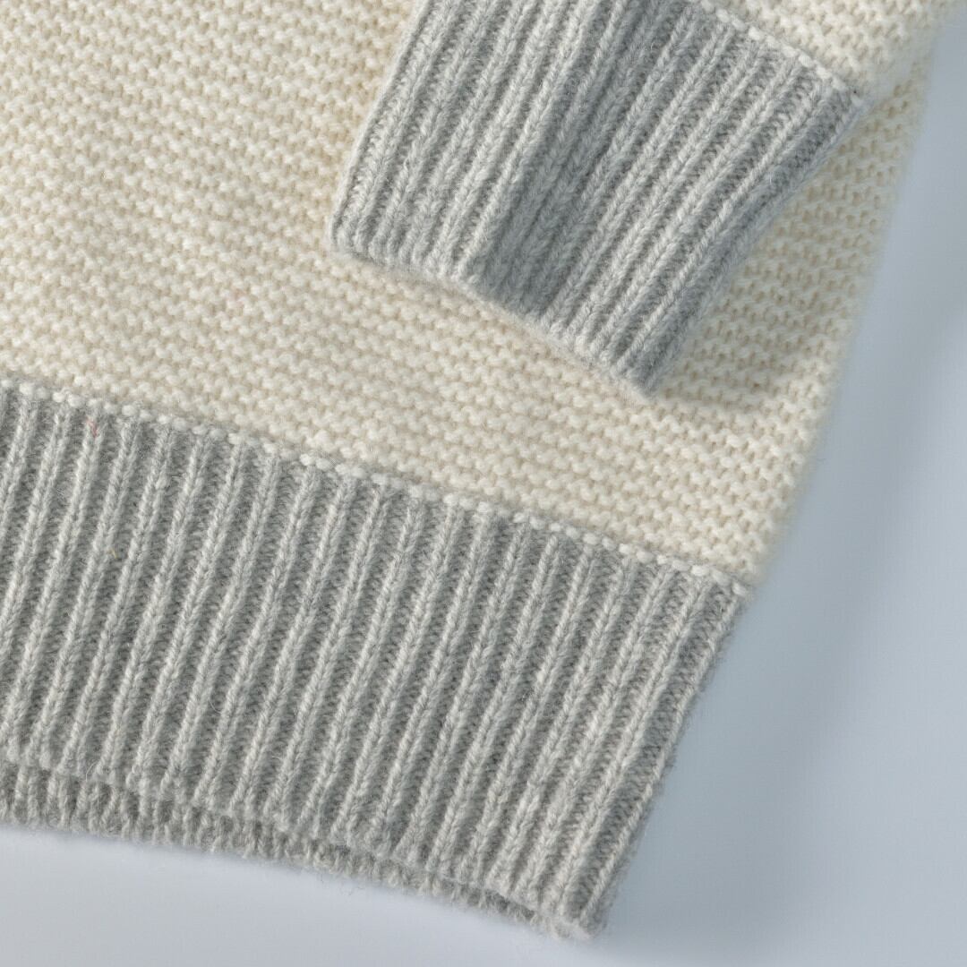 atelier naruse アトリエナルセ ウールVネックニット・オフホワイト レトロなデザインを現代的にアレンジしたニット【送料無料】