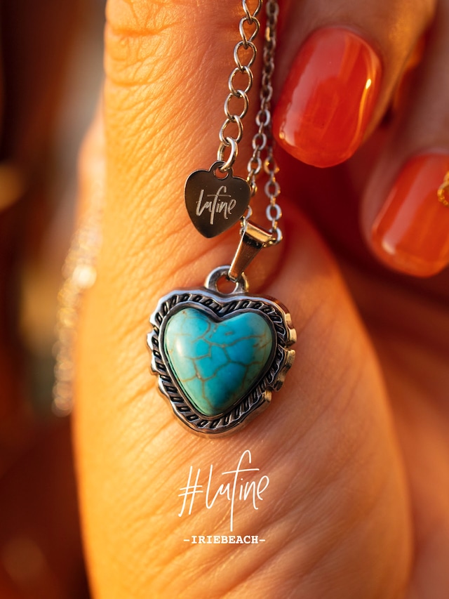 【#lufine】Heart turquoise necklace