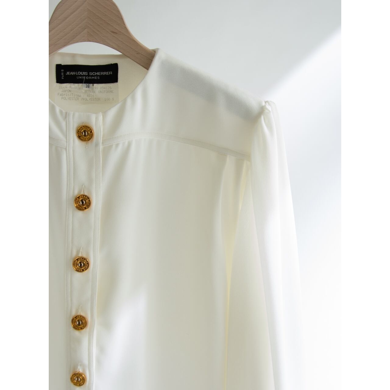 【JEAN-LOUIS SCHERRER】Made in France 80-90's 100% Polyester Chiffon Blouse（ジャンルイ シェレル フランス製 ポリエステルシフォンブラウス）
