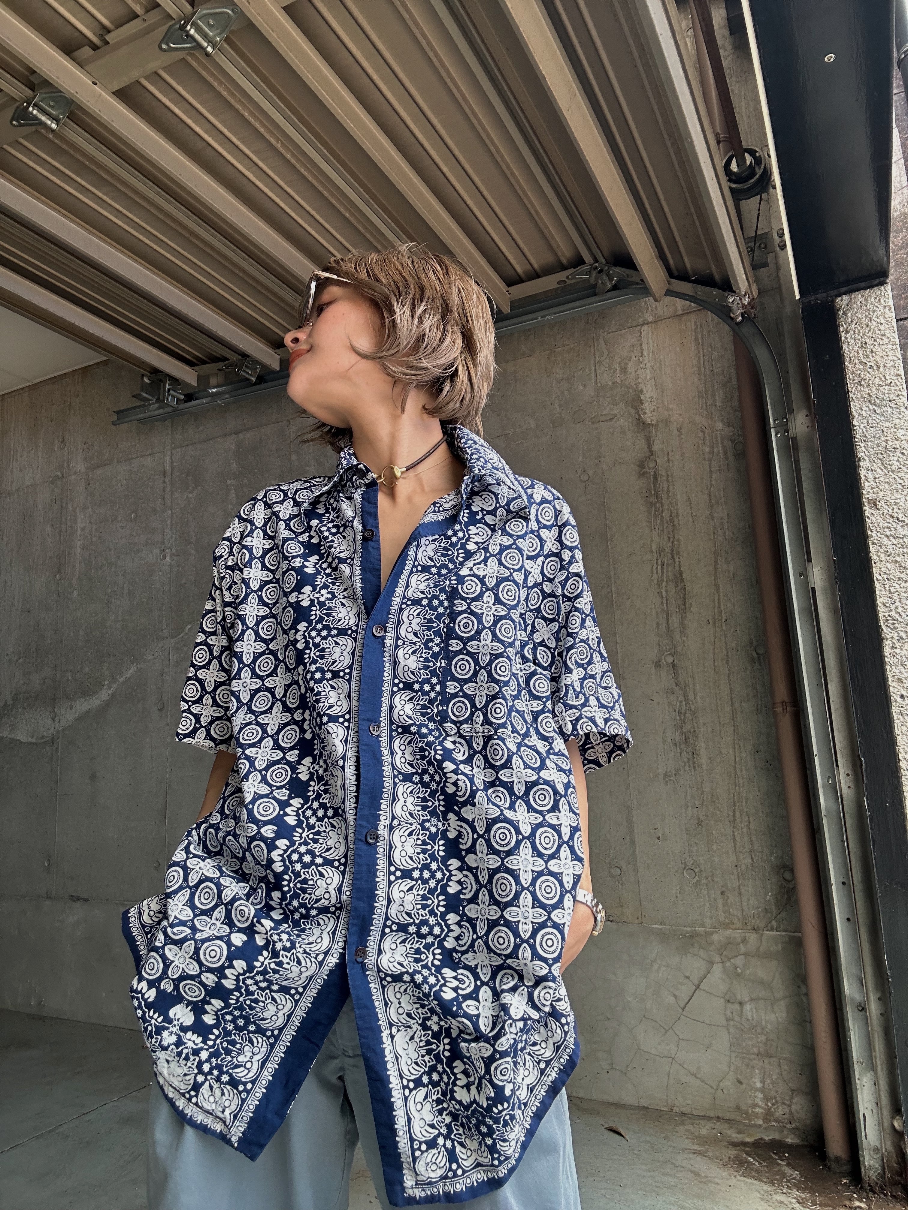 (SH1150)bandana pattern shirt