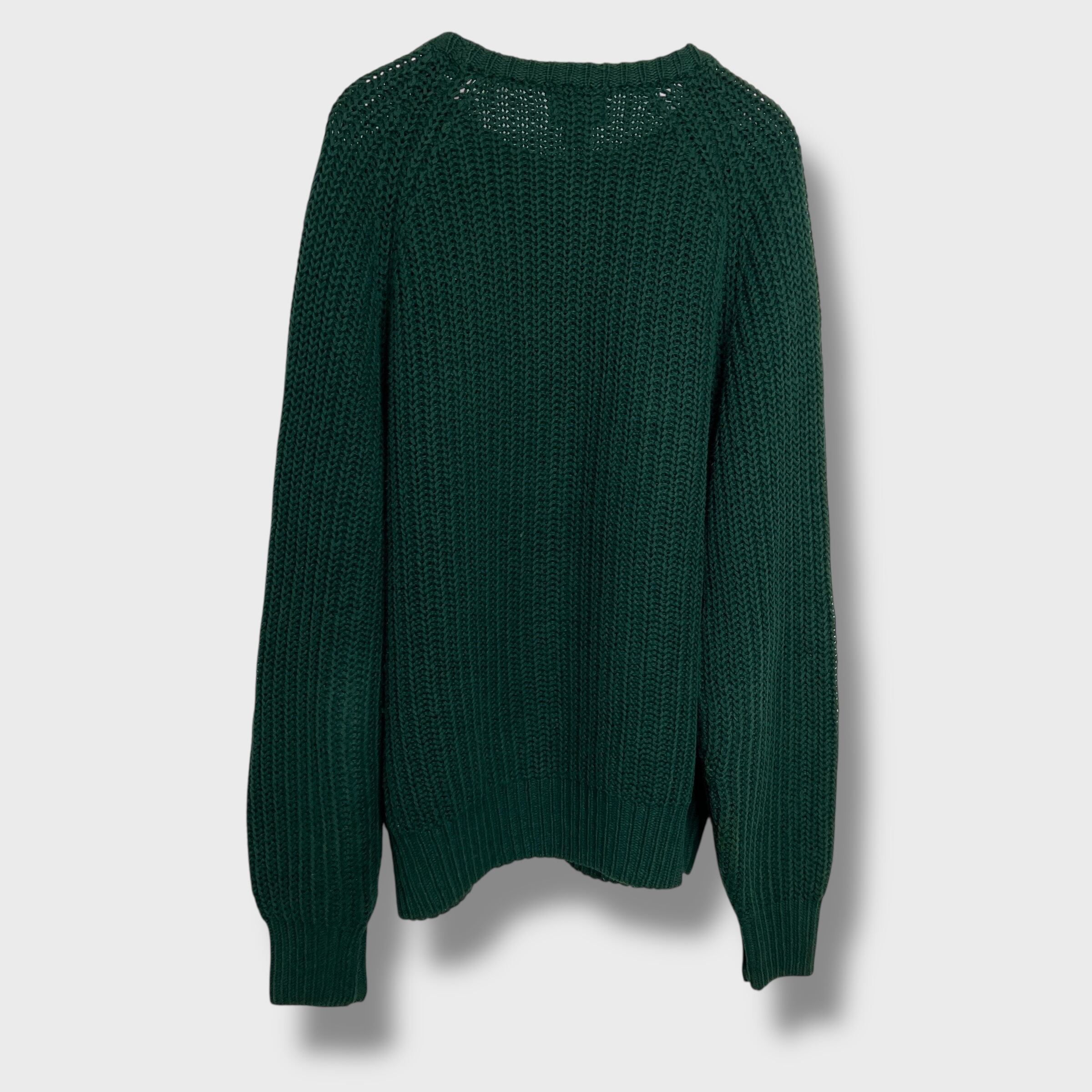90s GAP オールドギャップ コットンニット リブ編みニット グリーン M
