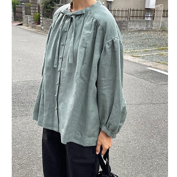 タグ付き未使用 MAGALI ウォッシュドコットンリネン タックスリーブ 