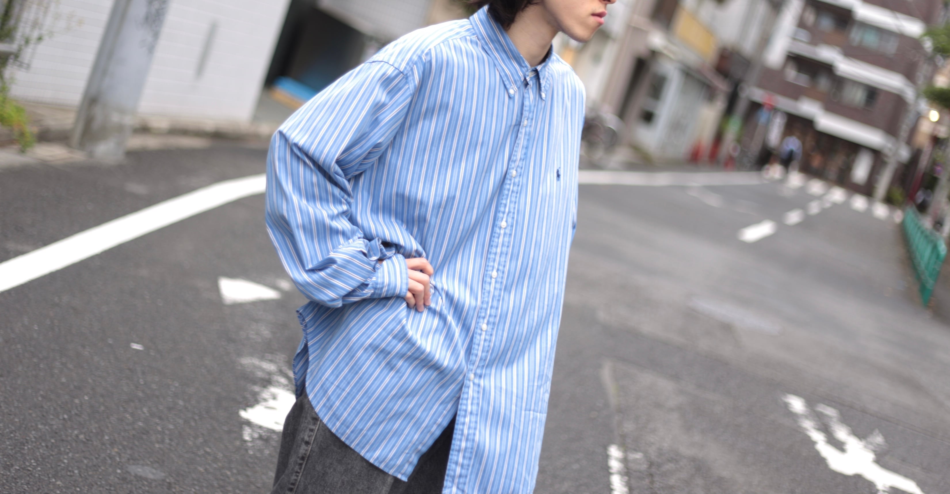 Ralph Lauren オーバーサイズ 青白ストライプシャツ【FF-3604】 | cv Ralph Lauren オーバーサイズ 青白ストライプシャツ【FF-3604】 | cv