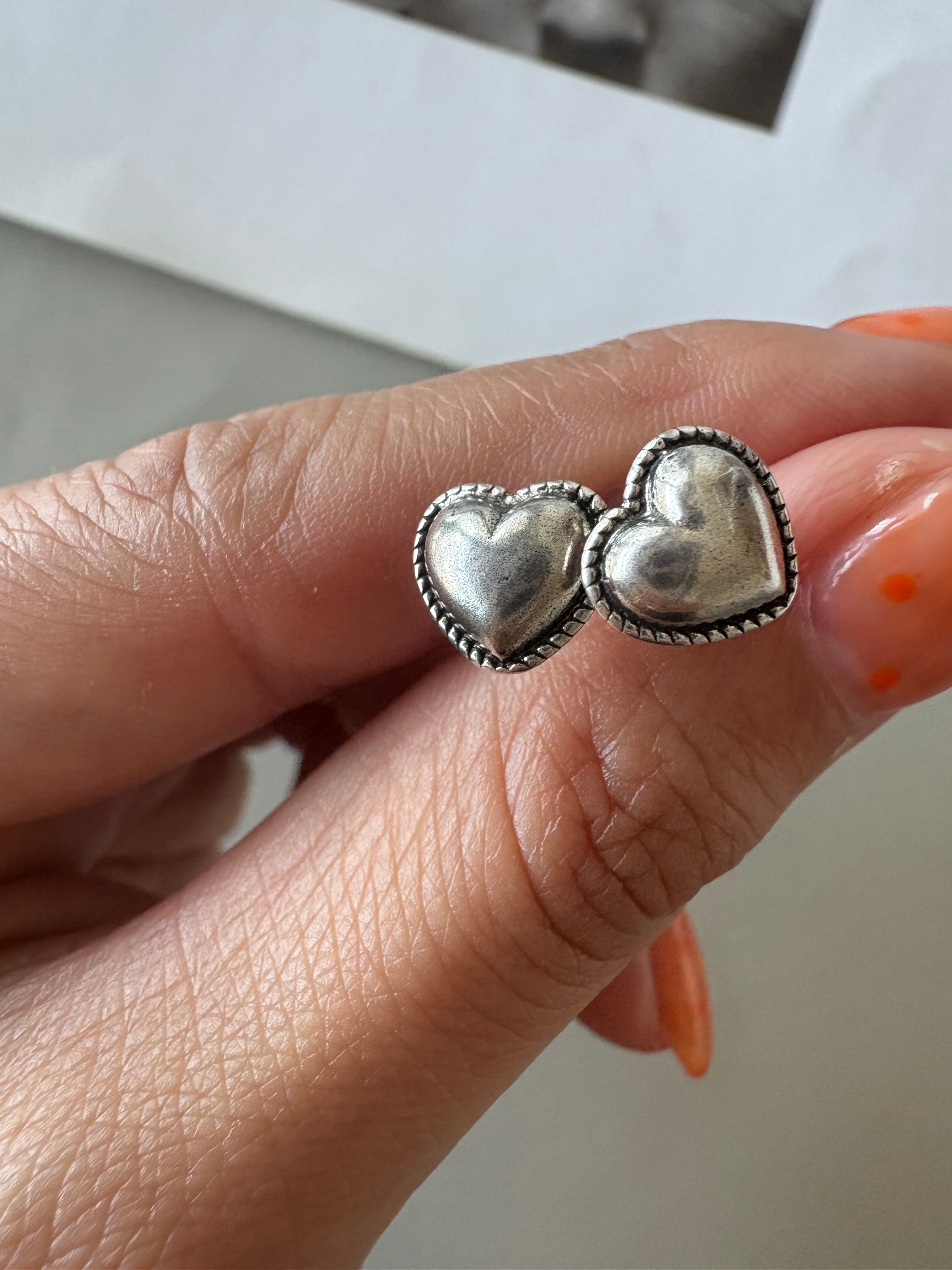Vintage 70~80s スターリングシルバー ハート ピアス ヴィンテージ風